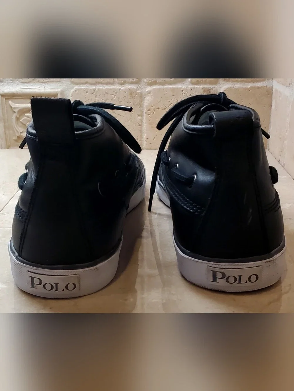 Polo Ralph Lauren Mens Parkstone Mid Sneakers Black/Gray Size 10 D Lace Up